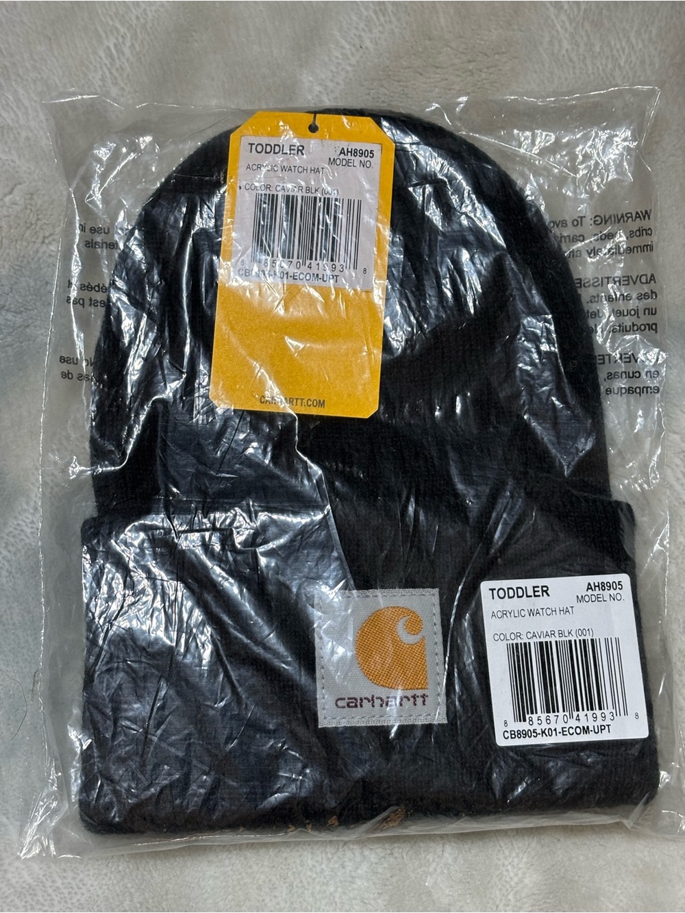 Carhartt Toddler Watch Hat - Black with Gold Logo